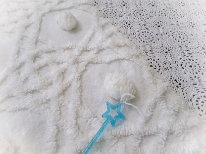 Vintage Chenille Bedspread Fabric, Dimensional Pom Pom Dot 18x24" Piece