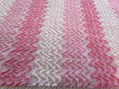 Pink Vintage Chenille Bedspread Fabric, Zig Zag Texture, 15" x 23" piece