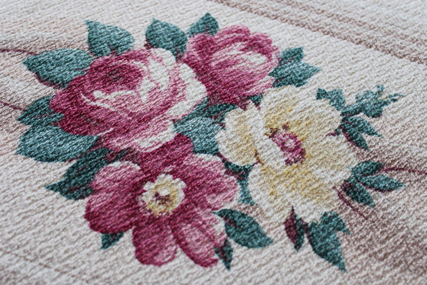 Glencourt Vintage Floral Barkcloth Fabric, Champagne Beige 20" x 26" Deconstructed Curtain Panel