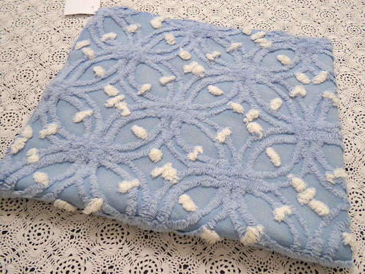 Starry Night Blue Vintage Chenille Fabric Geometric 20" x 24" piece