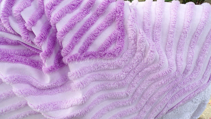 Tranquil Lilac Vintage Chenille Fabric, Lullaby Lavender Swirls, 40" x 20" Piece, Beautiful in Pillows & Chenille Quilts