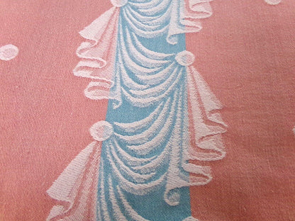 old hollywood regency style vintage woven bedspread, pink fieldcrest twin coverlet