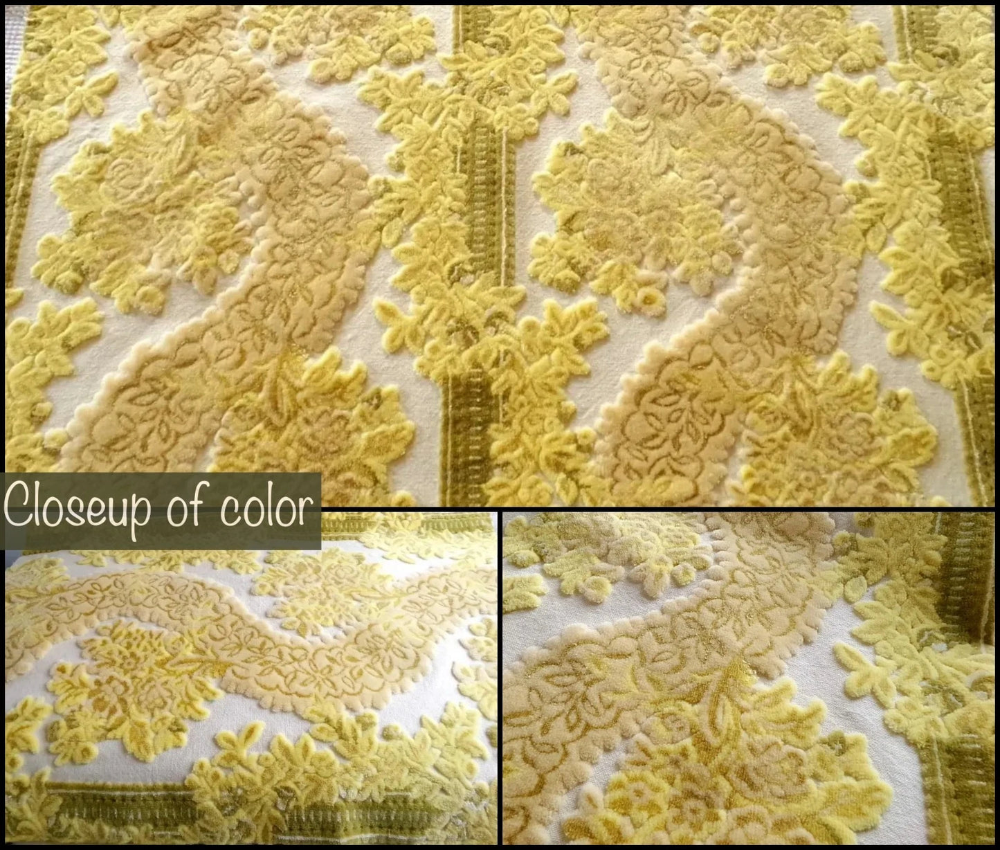 Bates Cut Velvet Bedspread Vintage Tapestry Style Chenille Full Size Gold Fringe