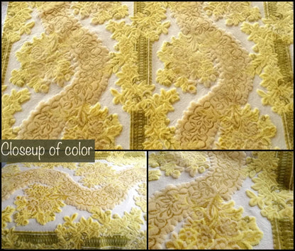 Bates Cut Velvet Bedspread Vintage Tapestry Style Chenille Full Size Gold Fringe