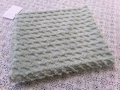 Calming Sage Vintage Chenille Bedspread Fabric Green Diamond Lattice 20x24"