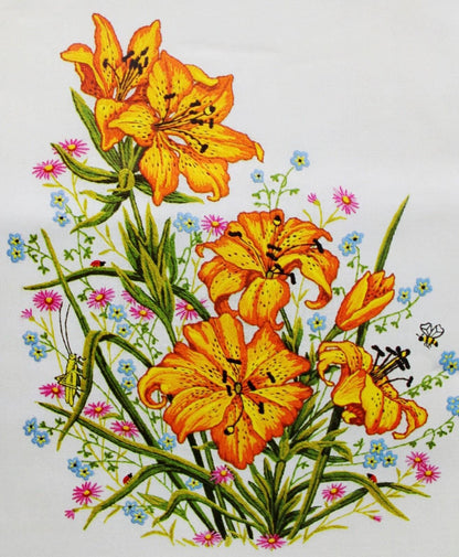 TIGER LILIES Vintage Crewel Embroidery Kit Boho Lily Floral Paragon Stitchery 0213