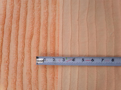 Peach Vintage Chenille Bedspread Fabric, Plush Tufted Lines, 16" x 28" piece