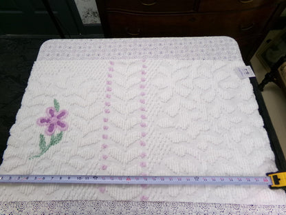 Lone Lilac Vintage Chenille Bedspread Fabric 19x36" Pc Lightweight Quilting Material