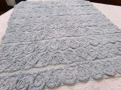 Stardust Blue Vintage Chenille Fabric 22 x 25" Plush Curlicues Quilt Material