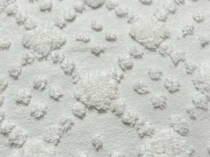 Minimalist White Vintage Style Chenille Fabric, 16x20" Quilt Sewing Textile