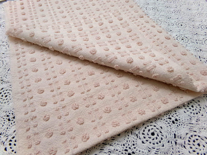 Vintage Chenille Bedspread Fabric, Neutral Fleshtone Lightweight Pop Dot Dash Sparkle 18"x24"