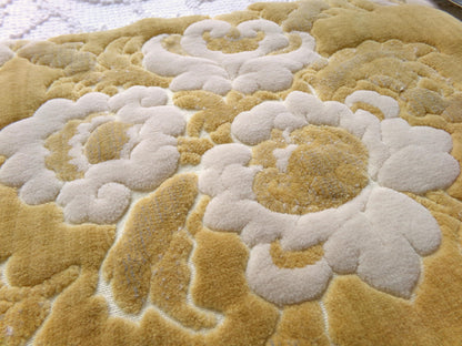Luxury Vintage Cut Velvet Fabric, Boho Golden Rose Bates Chenille, Ideal in Totes & Bags, 20" x 24"