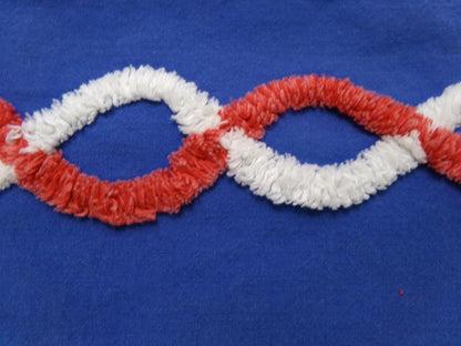 Nautical Rope Vintage Chenille Fabric, Red White & Blue 13" x 28" piece