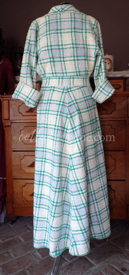 Retro Plaid Vintage Chenille Robe Ladies I Love Lucy Style 50s Bathrobe