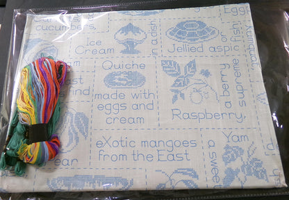Fun Foodie GOURMET ALPHABET SAMPLER Embroidery Vintage Paragon 0653 Kitschy Kitchen Stitchery Kit