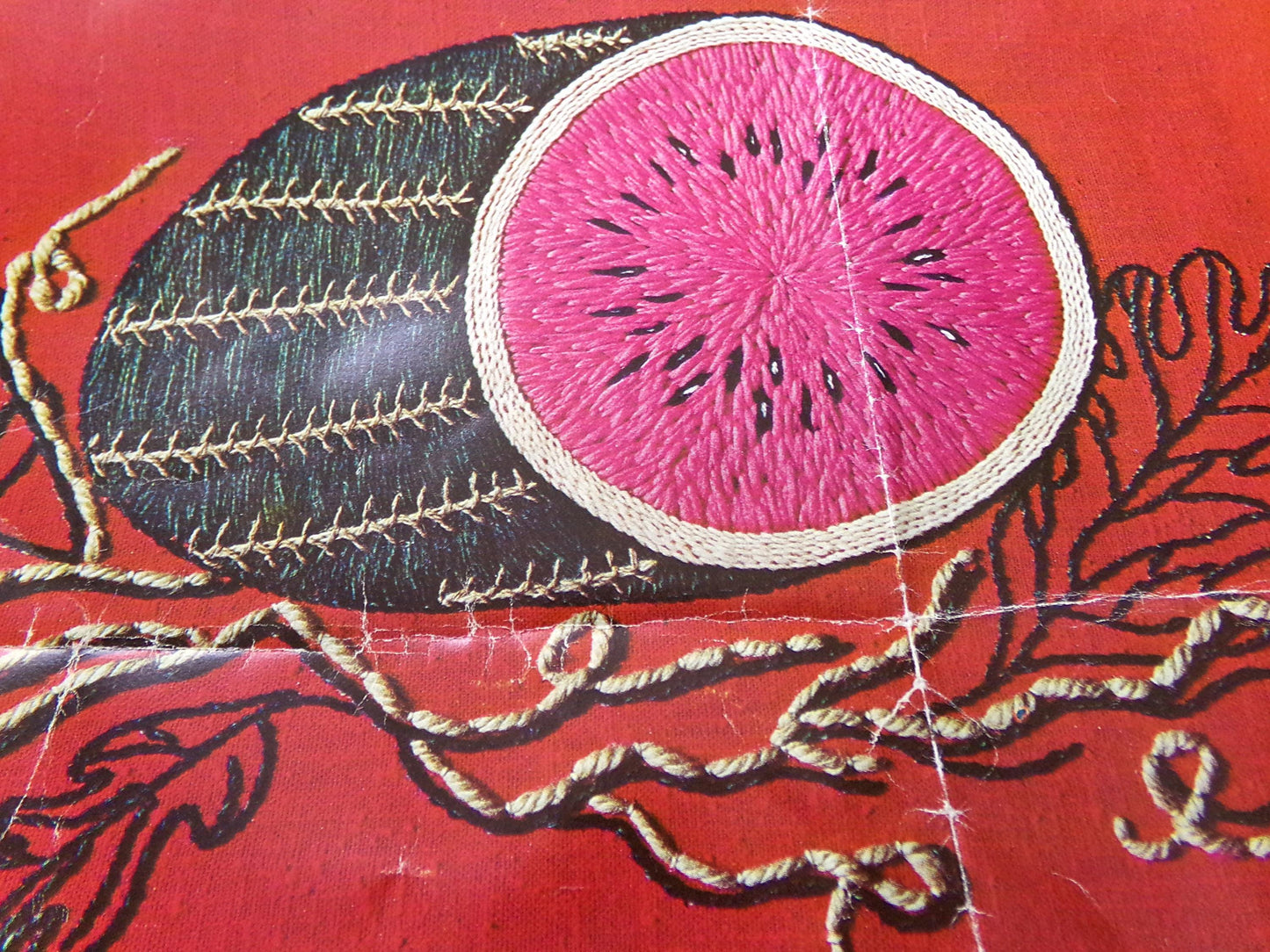 WATERMELON Crewel Embroidery Kit, Vintage Paragon Needlecraft 0110, Kitschy Wall Art