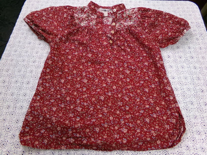 Vintage Prairie Blouse Boho 1970s Womens Top Ditsy Calico Floral Shirt Small