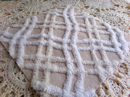 Neutral Modern Chenille Quilt Squares Set from Vintage Bedspread Fabric, 16 Blocks 6" x 6" inch, Daisy, Wavy Honeycomb, Stripe, Dot Patterns