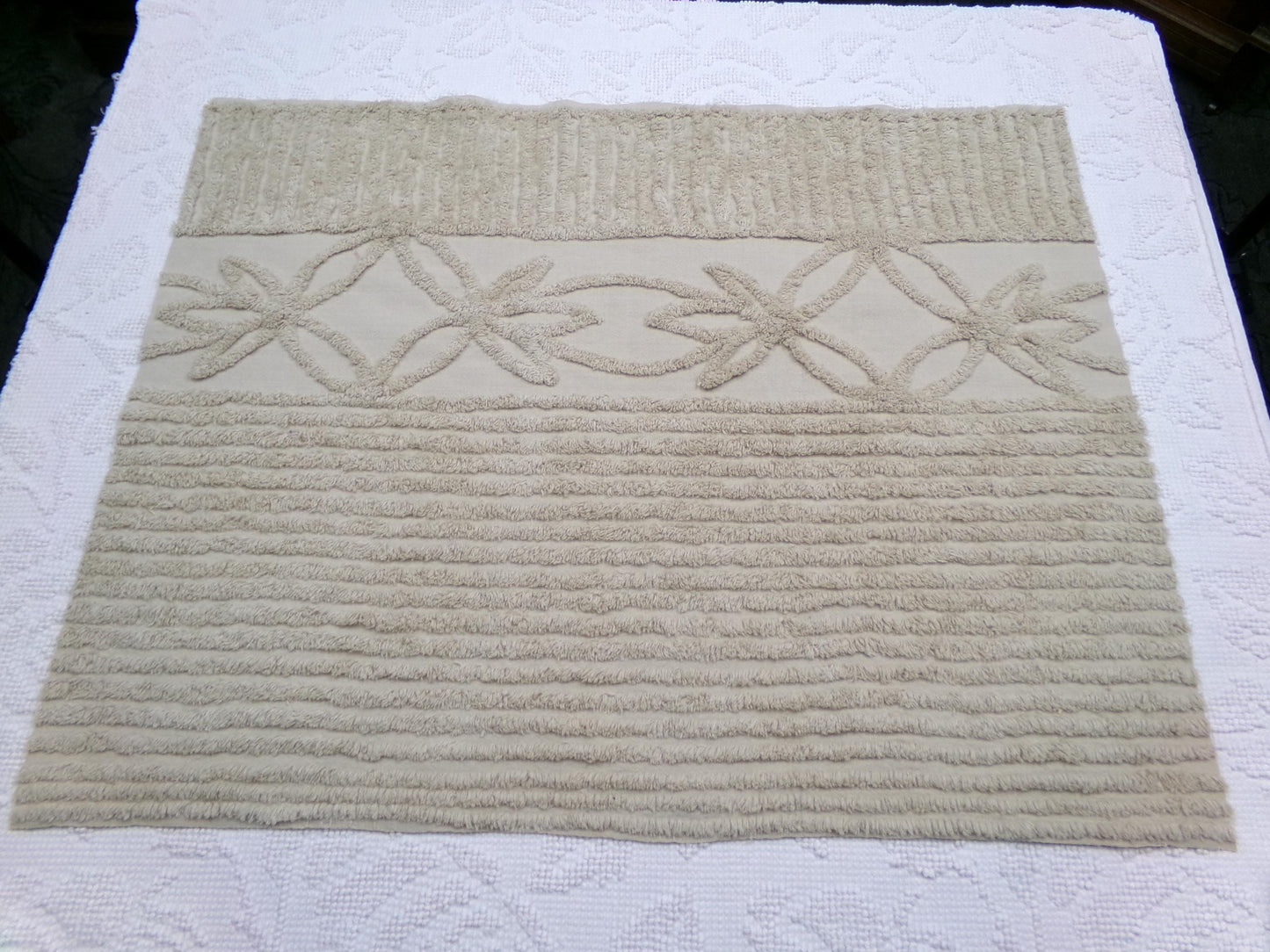 Mocha Sands Vintage Chenille Fabric, Simple Star Floral Sewing & Quilt Material 26" x 20" Piece