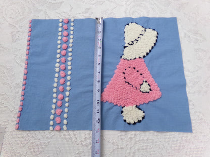 lone little girl vintage chenille bedspread fabric, quilt sewing material, 12" x 17.5"