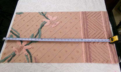 Darling Daffodils Vintage Chenille Fabric Antique Shabby Floral Sewing Material 17x31"
