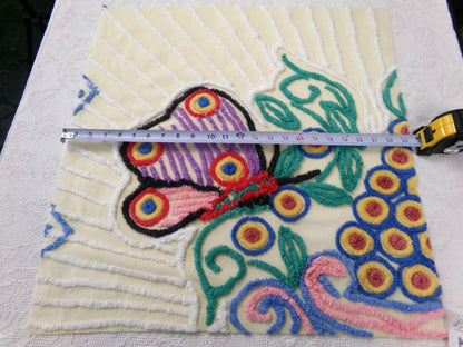 mystic butterfly vintage chenille fabric, heavenly 22" x 24" pc sewing material