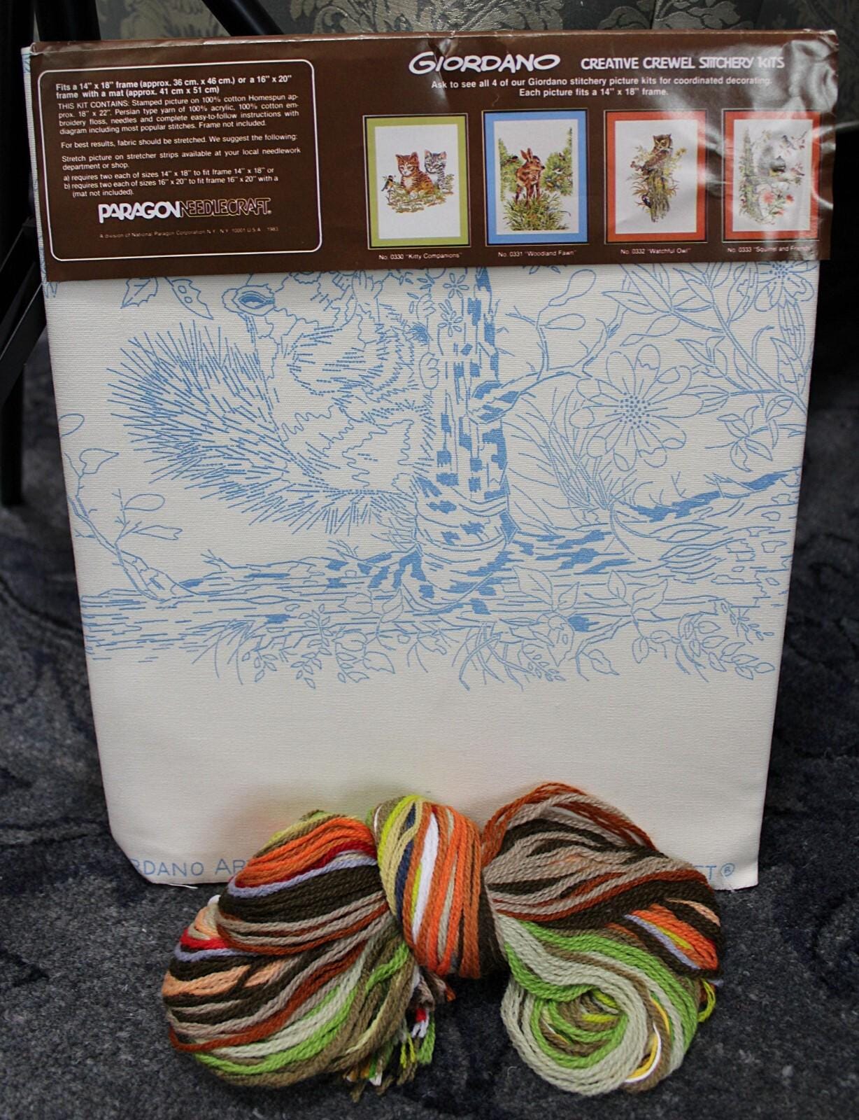 SQUIRREL and FRIENDS Vintage Crewel Embroidery Kit Paragon Stitchery 0333 Giordano