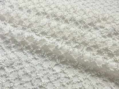 Vintage White Chenille Fabric, Chained Eternity Links, 19x25" Quilting Textile