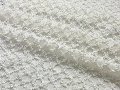 White Vintage Chenille Fabric, Eternity Link Chains, 22x34" Quilt Textile