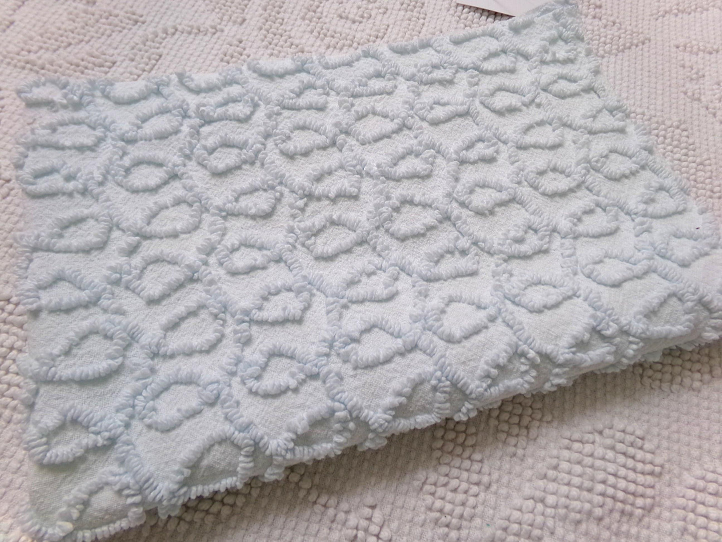 curly cute loops vintage chenille fabric, texturized blue pattern, 18" x 12" sewing & quilt material
