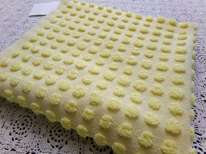 Happy Little Pops Vintage Chenille Material, Cheerful Yellow Nubby Popcorns Fabric, 18" x 34" inch Piece, Uplifting in Handmade Quilts