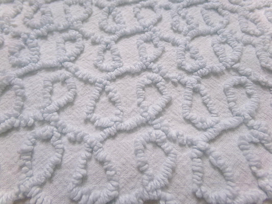 curly cute loops vintage chenille fabric, texturized blue pattern, 18" x 12" sewing & quilt material