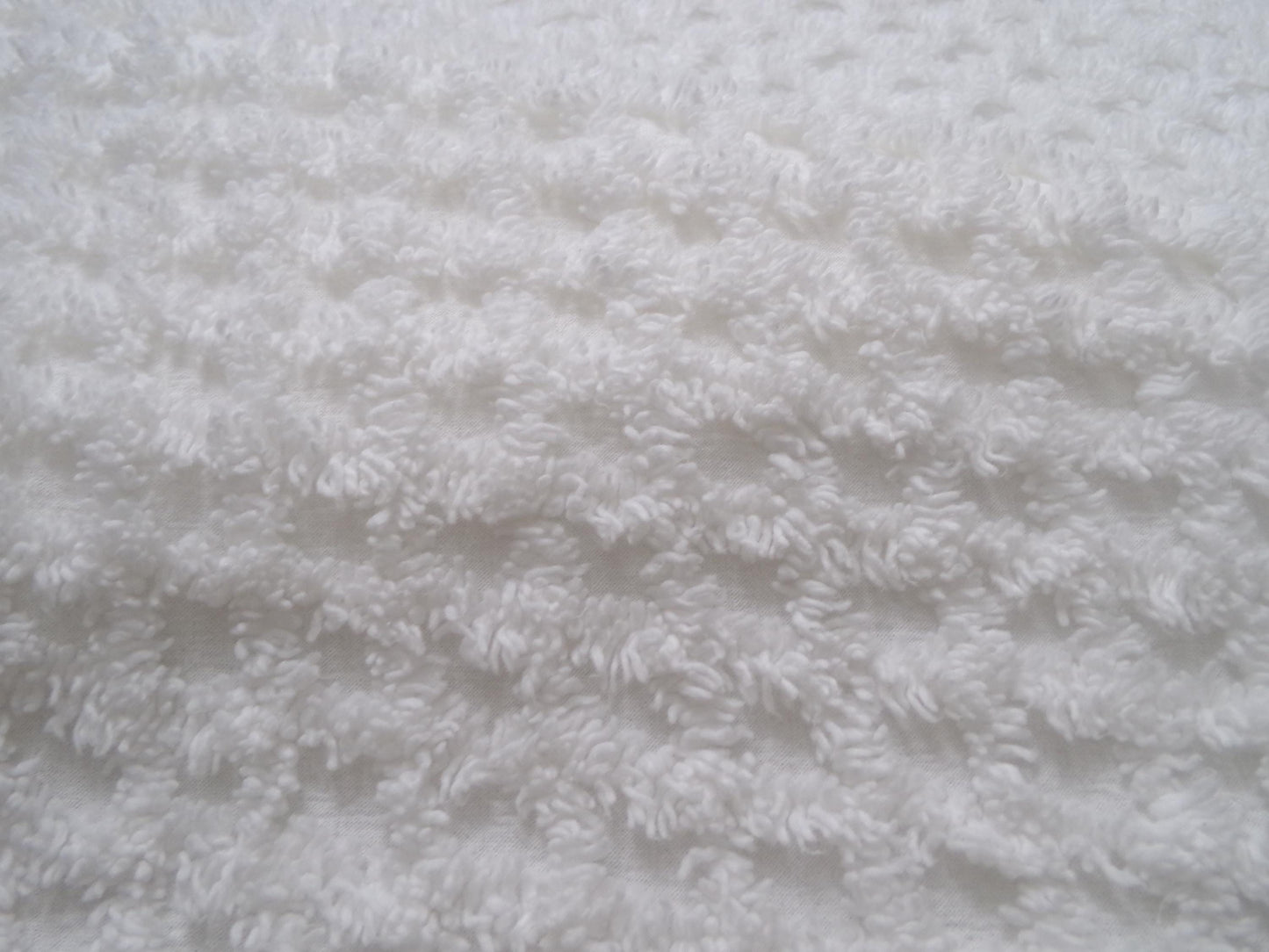 Soft White Vintage Chenille Fabric Diamond Lattice Geometric 18" x 24"