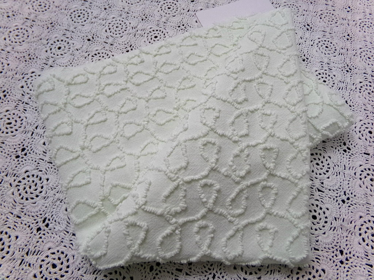Light Green Vintage Chenille Fabric, Texturized Curly Loops 18x24" Piece