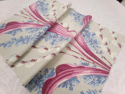 Vintage Barkcloth Fabric, Pussy Willow Design, 16x24" Piece
