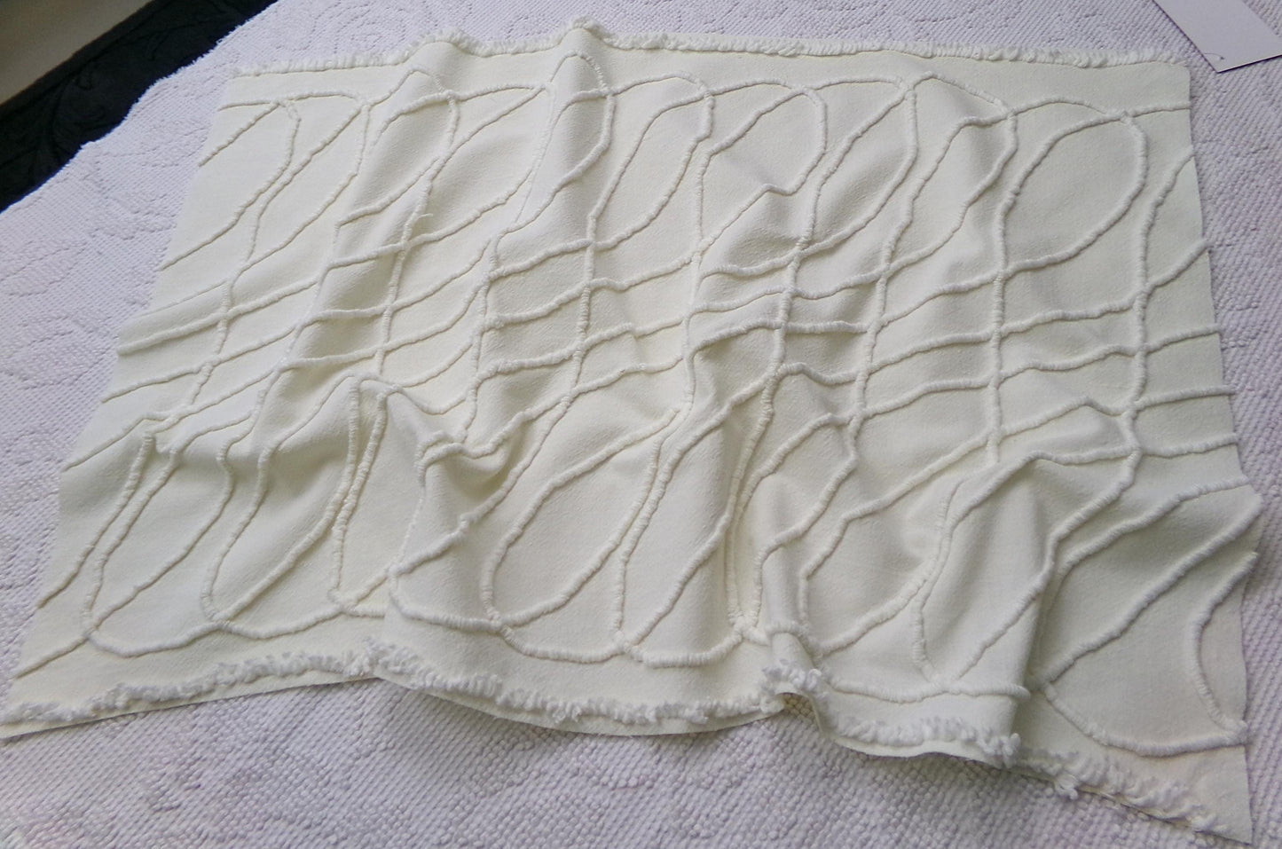 Dimensional Illusion Vintage Chenille Fabric, Fascinating Design, 18" x 25" piece