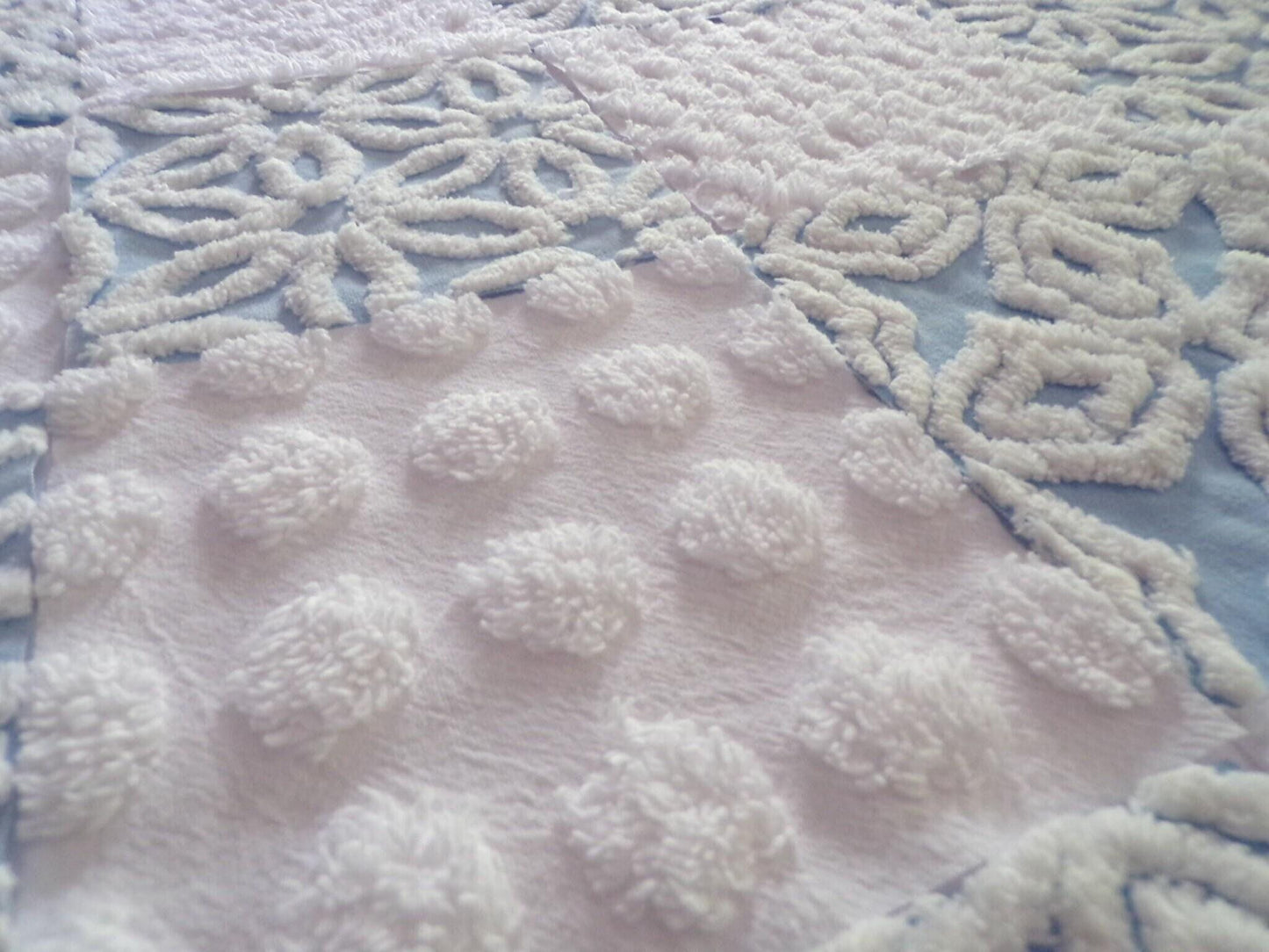 Coastal Classics Quilt Squares Set, from Vintage Chenille Bedspread Fabric, 16 Blocks, 6" x 6" inch, Fluffy Plush Blue & White