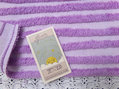 Lavender Vintage Chenille Fabric, Optic Geometric Design, 19x22" Piece