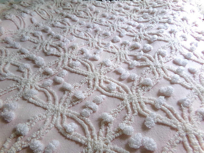 Feather Pink Vintage Chenille Fabric, Needletuft Rings & Overtufted Pops, Quilter's Favorite 18" x 24" Piece