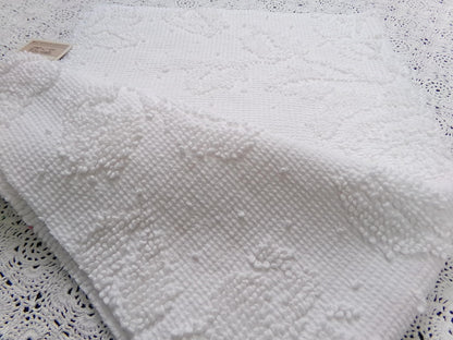 White Vintage Chenille Bedspread Fabric Hobnail Rose Dots 15x22"