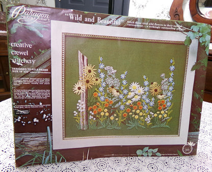 WILD and BEAUTIFUL Vintage Crewel Stitchery Kit, Paragon Needlecraft 0544