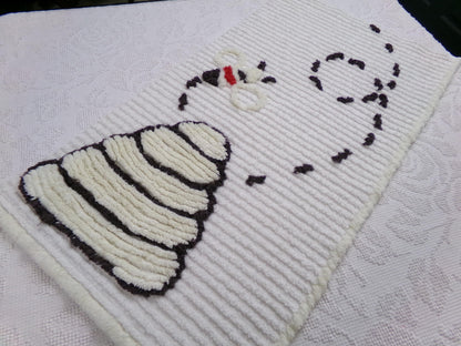 Busy Bee Vintage Chenille Bedspread Fabric, Novelty Sewing Material 15" x 28" Piece
