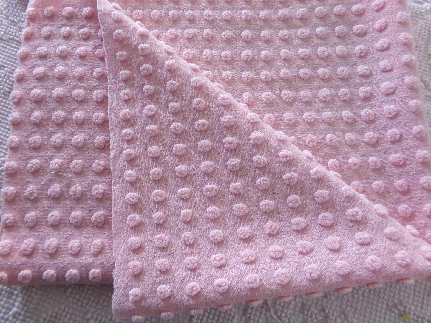 Nubby Pink Popcorns Vintage Chenille Bedspread Fabric, Textured Pop Dots 18" x 25" Piece