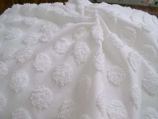 Simple Coin Pops Vintage Style Chenille Fabric Big White Dots 18x24" Quilt Material
