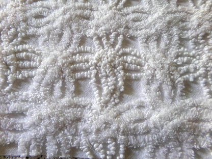 Vintage Chenille Bedspread Fabric 14.5x23" Contrast Needletuft Wedding Ring Stripe