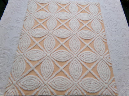 Peach Petals Vintage Chenille Bedspread Fabric, 20" x 24"