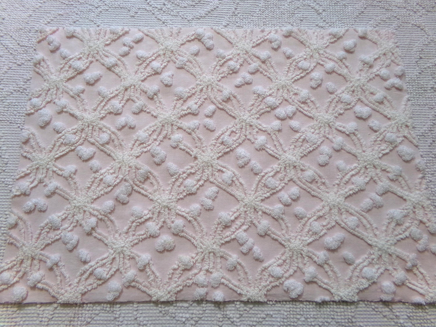 Feather Pink Vintage Chenille Fabric, Needletuft Rings & Overtufted Pops, Quilter's Favorite 18" x 24" Piece