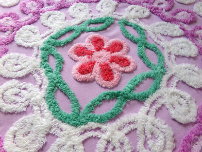 Mystic Moonset Vintage Chenille Fabric, 16" x 28" Piece of Lavender Plush Swirl Cotton Sewing Material, Upcycle into Quilts & Crafts
