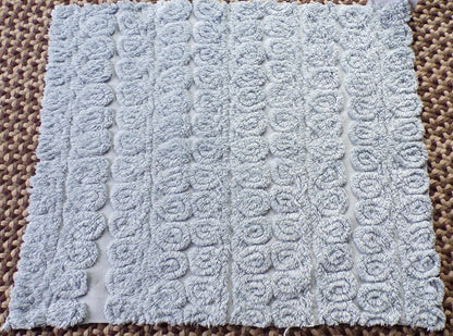 Plush Swirl Tuft Vintage Chenille Bedspread Quilt Fabric, 21" x 25" inch Piece; Stardust Blue Curlicues