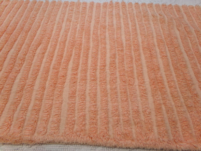 Peach Vintage Chenille Bedspread Fabric, Plush Tufted Lines, 16" x 28" piece
